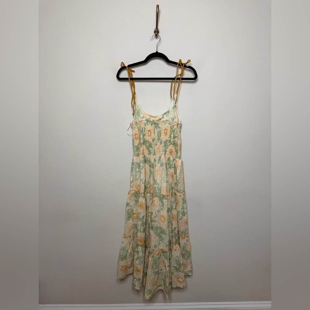 Free People Adriel Midi Dress Sweetheart Neck Sleeveless Smocked Floral - Picture 4 of 7